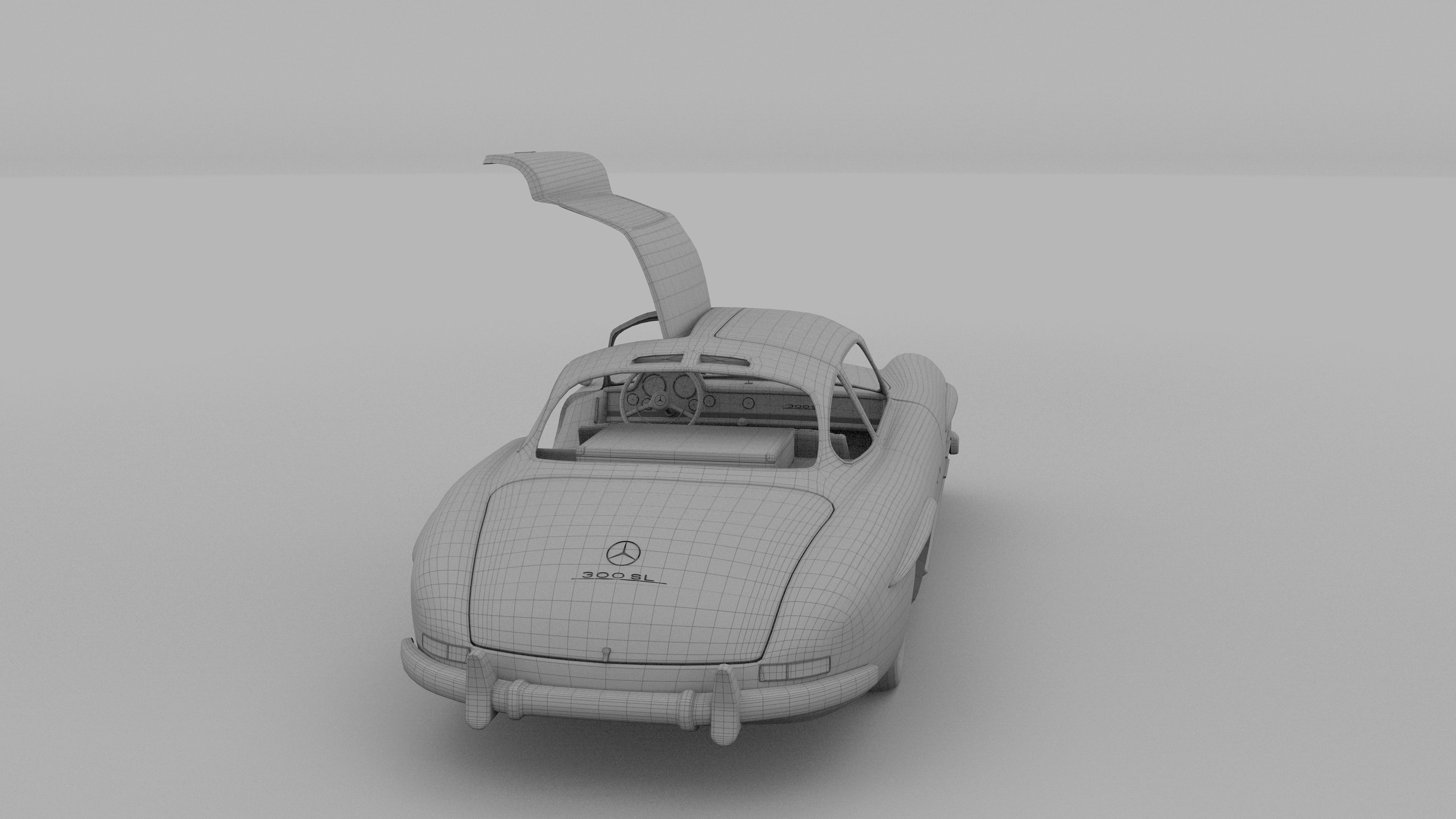 Rigged Mercedes 300SL Gullwing with Interior HDRI 3D model_16