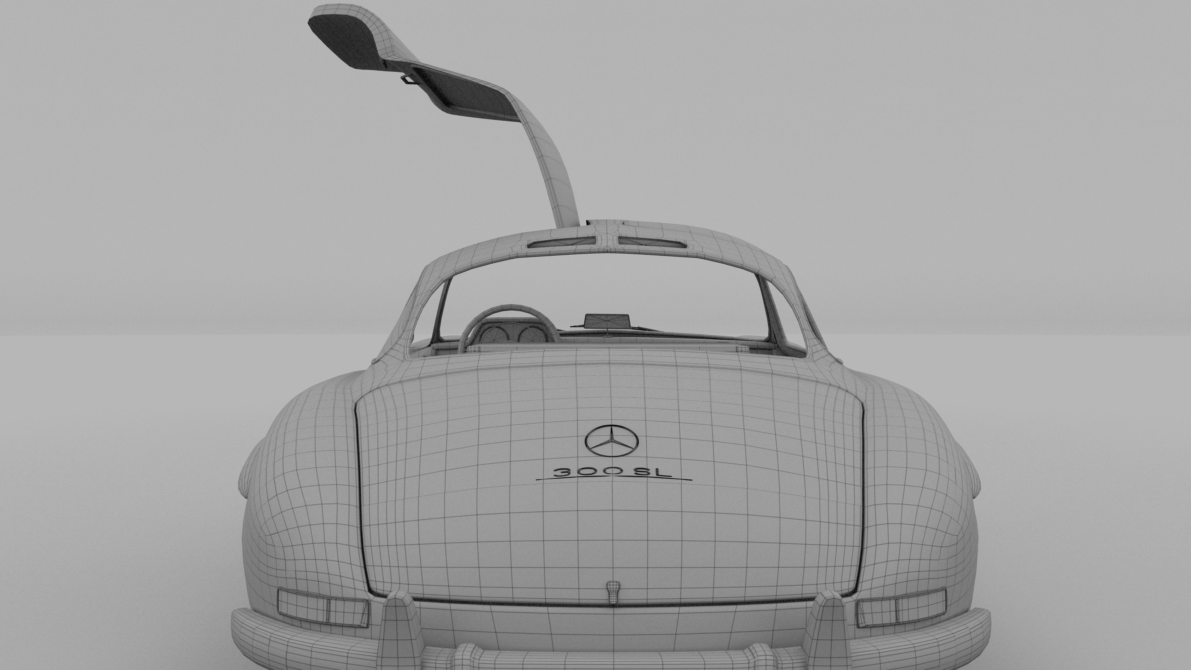 Rigged Mercedes 300SL Gullwing with Interior HDRI 3D model_25