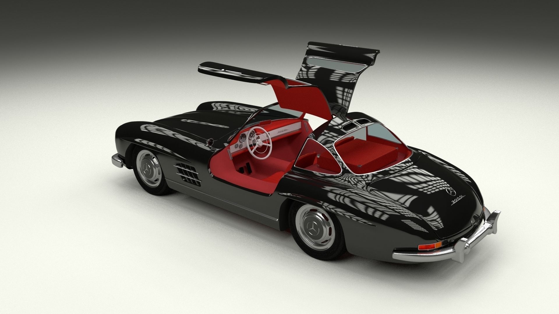 Rigged Mercedes 300SL Gullwing with Interior HDRI 3D model_41
