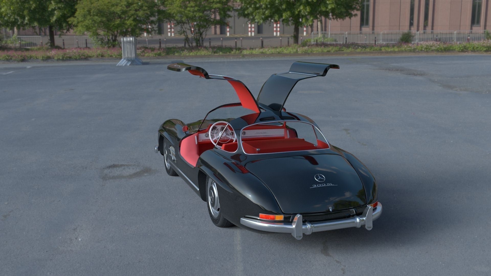 Rigged Mercedes 300SL Gullwing with Interior HDRI 3D model_27