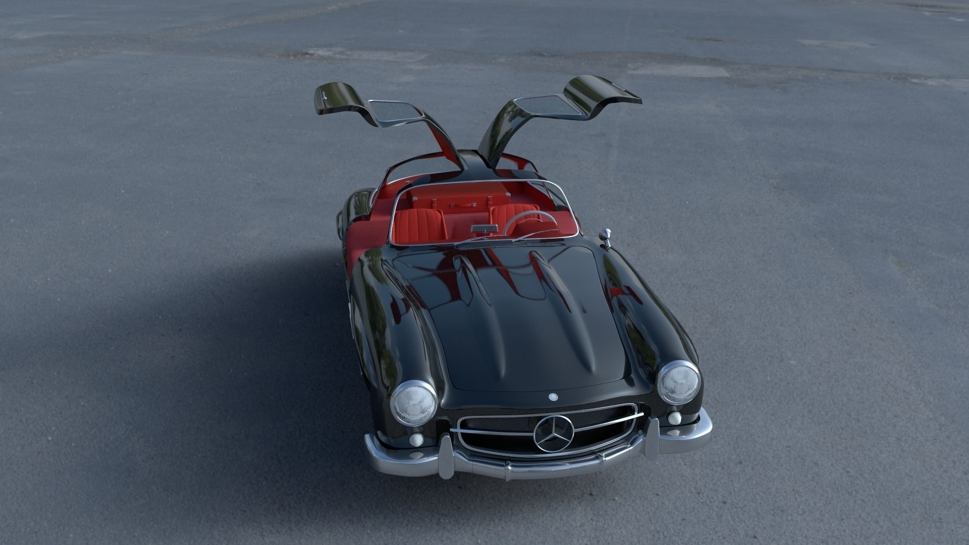 Rigged Mercedes 300SL Gullwing with Interior HDRI 3D model_13