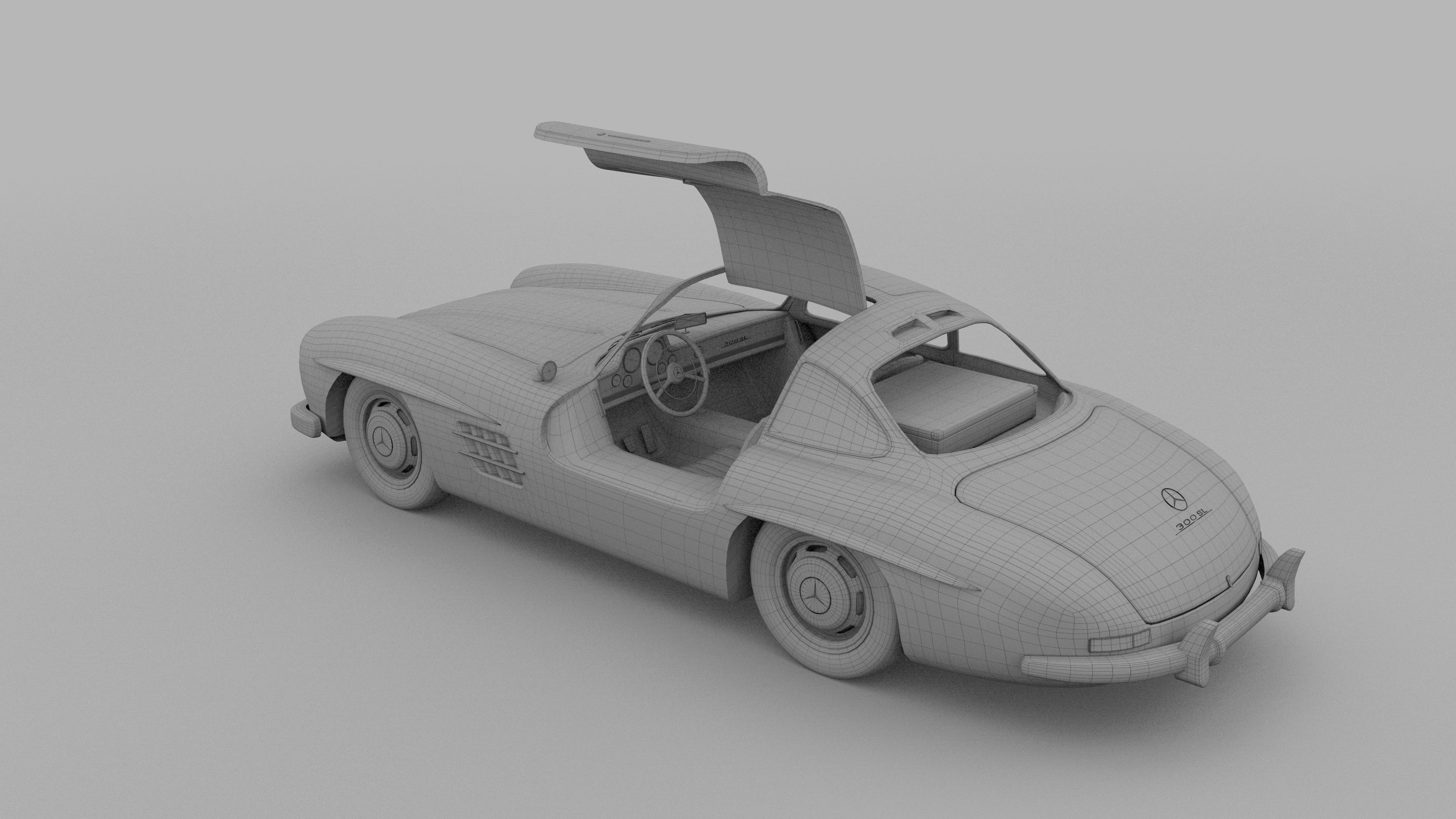 Rigged Mercedes 300SL Gullwing with Interior HDRI 3D model_28