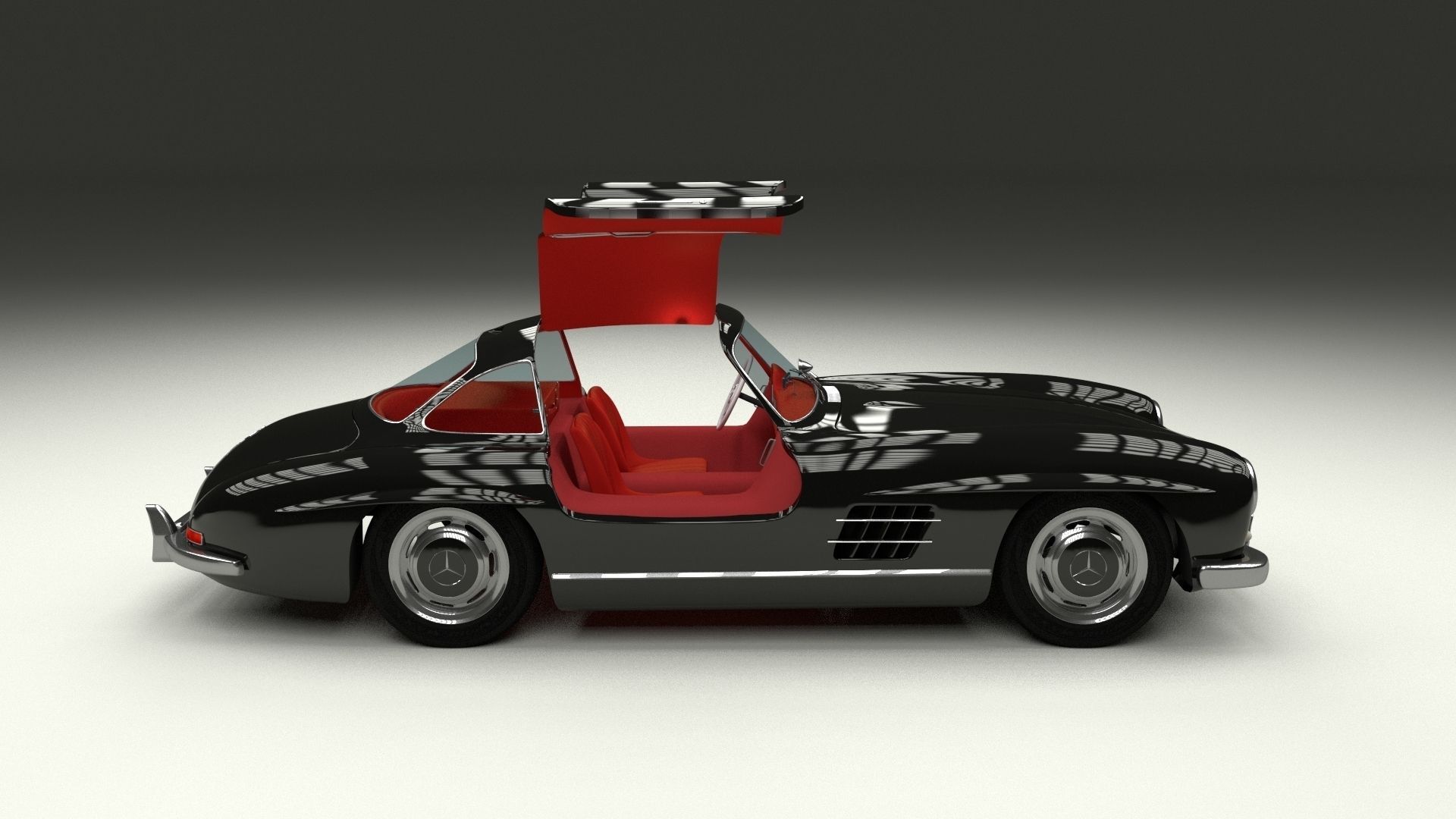 Rigged Mercedes 300SL Gullwing with Interior HDRI 3D model_5
