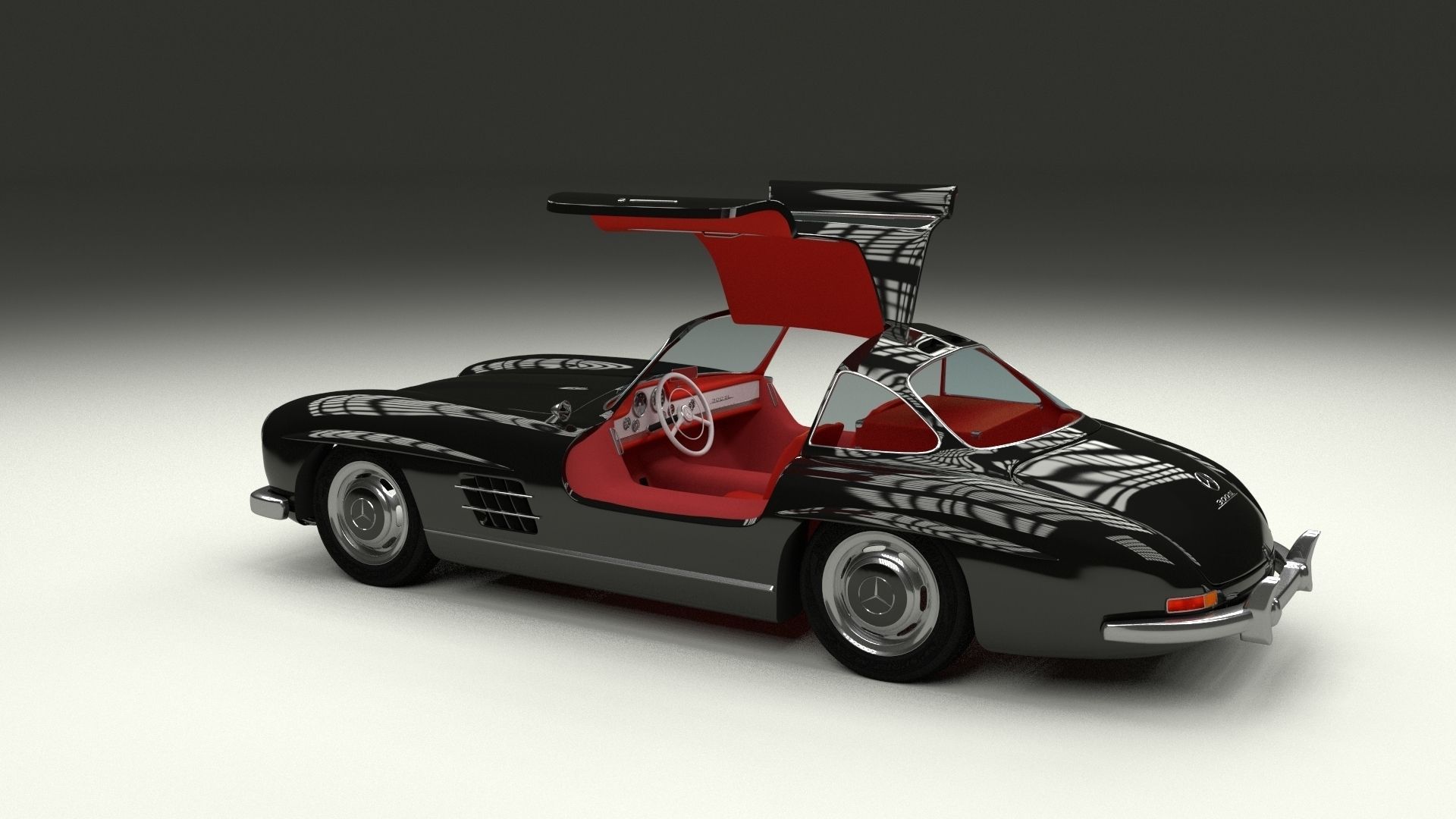 Rigged Mercedes 300SL Gullwing with Interior HDRI 3D model_6
