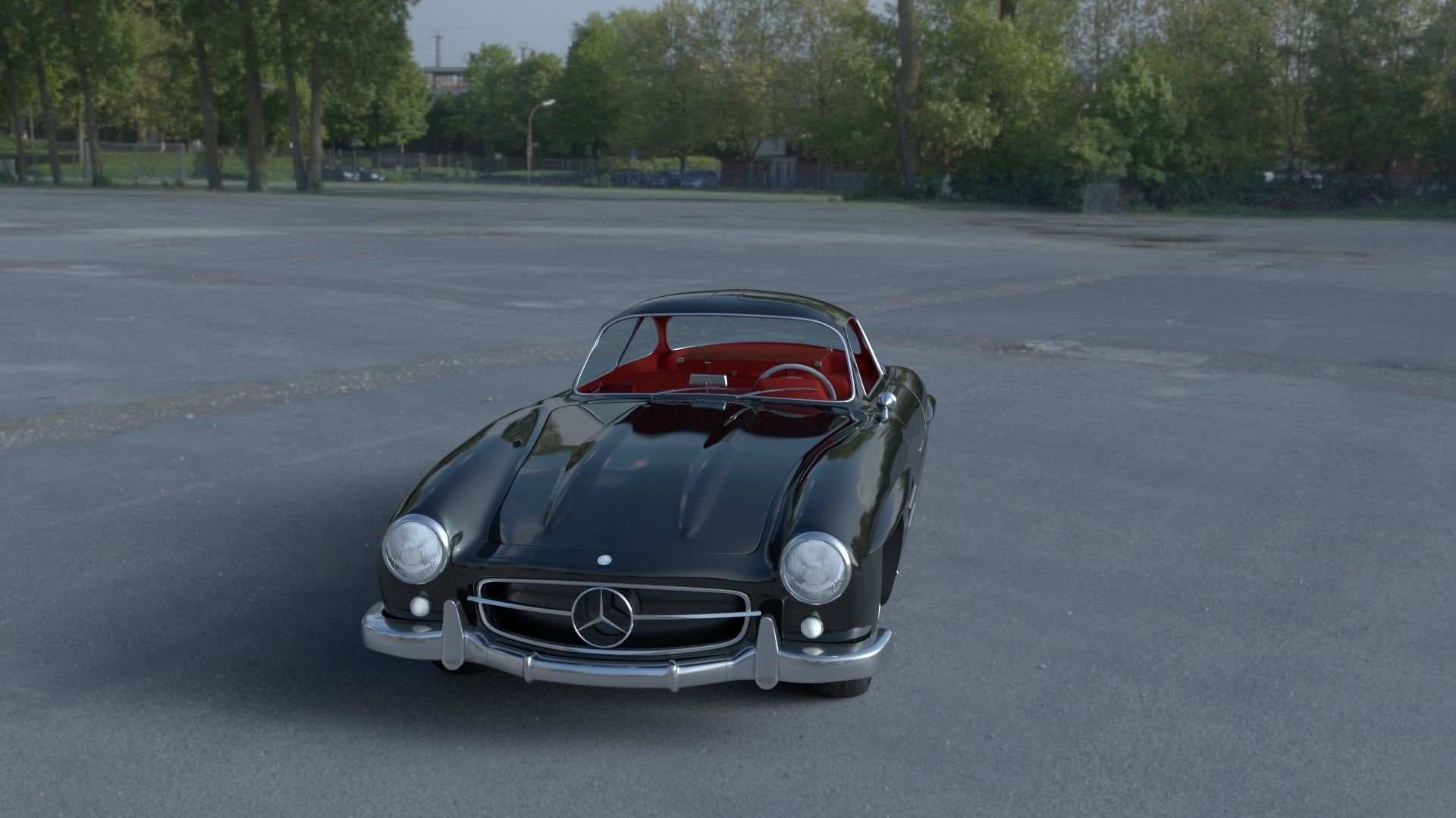 Rigged Mercedes 300SL Gullwing with Interior HDRI 3D model_37