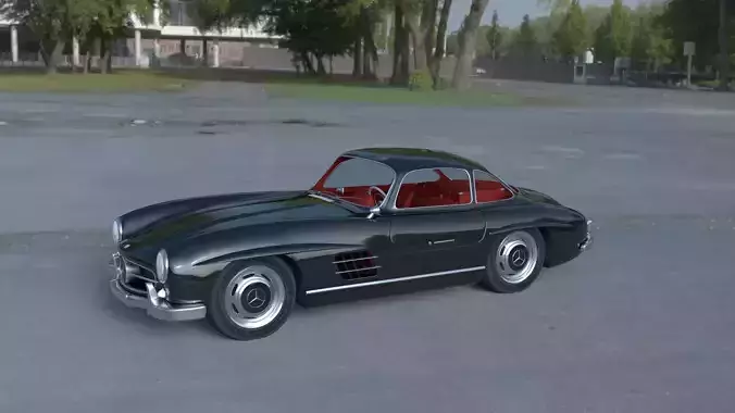 Rigged Mercedes 300SL Gullwing with Interior HDRI 3D model