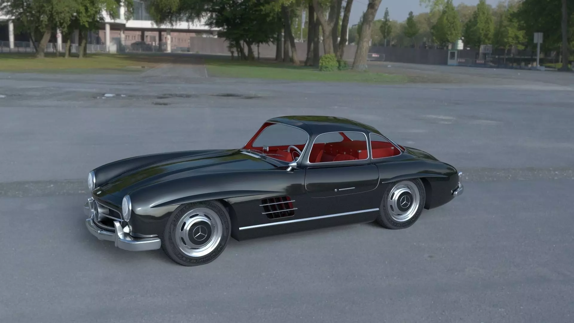 Rigged Mercedes 300SL Gullwing with Interior HDRI 3D model_0