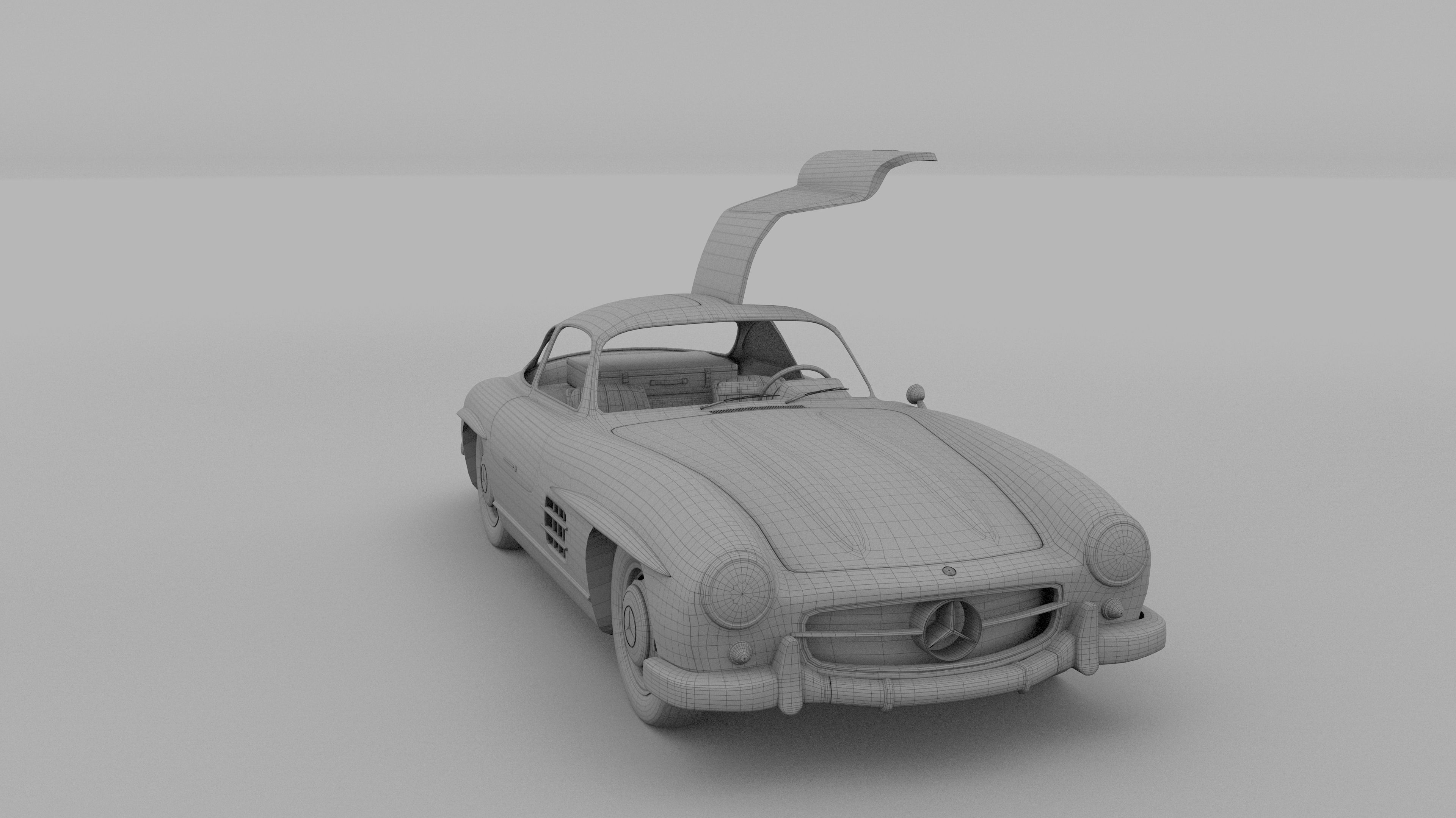 Rigged Mercedes 300SL Gullwing with Interior HDRI 3D model_23
