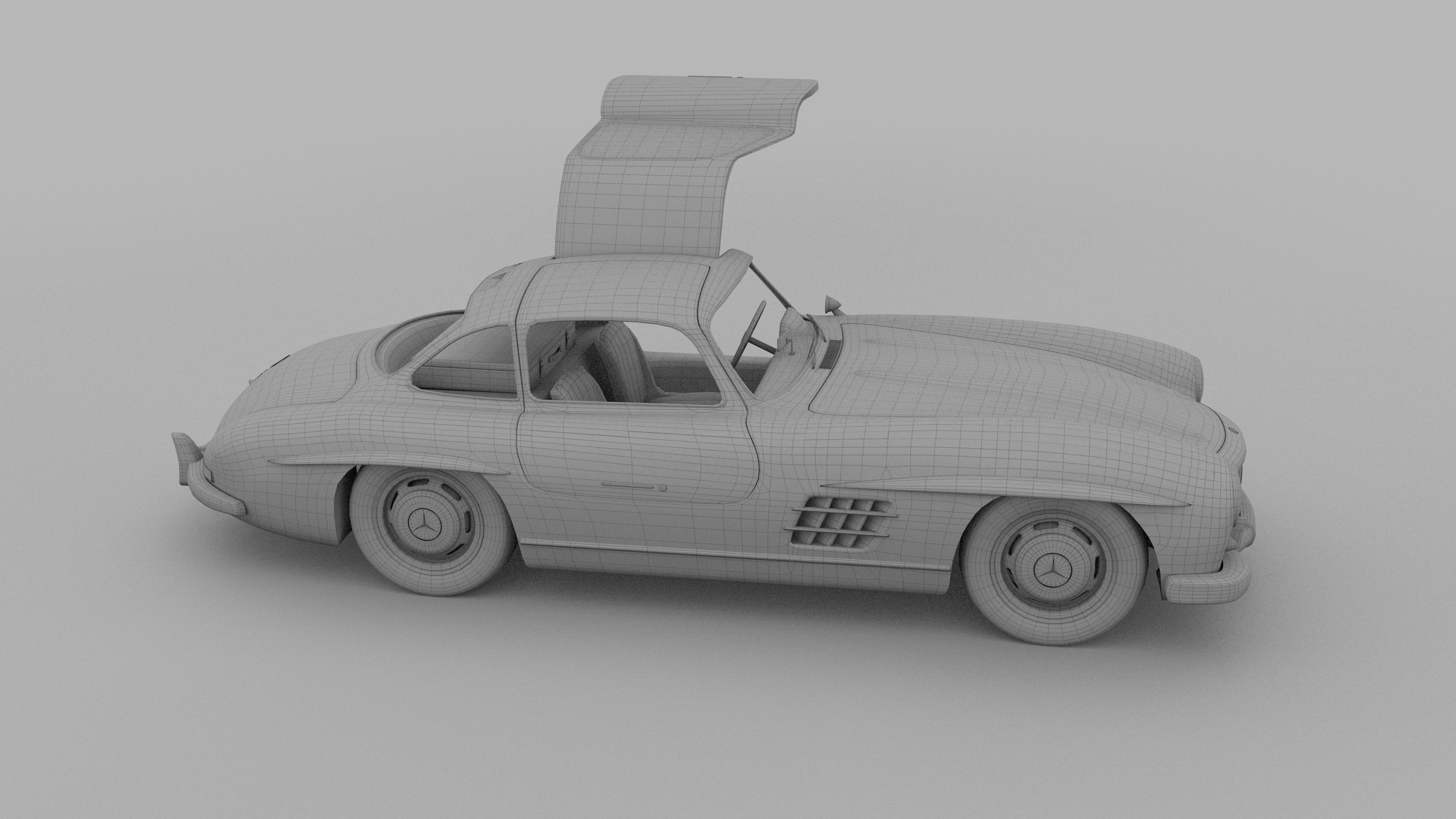 Rigged Mercedes 300SL Gullwing with Interior HDRI 3D model_22