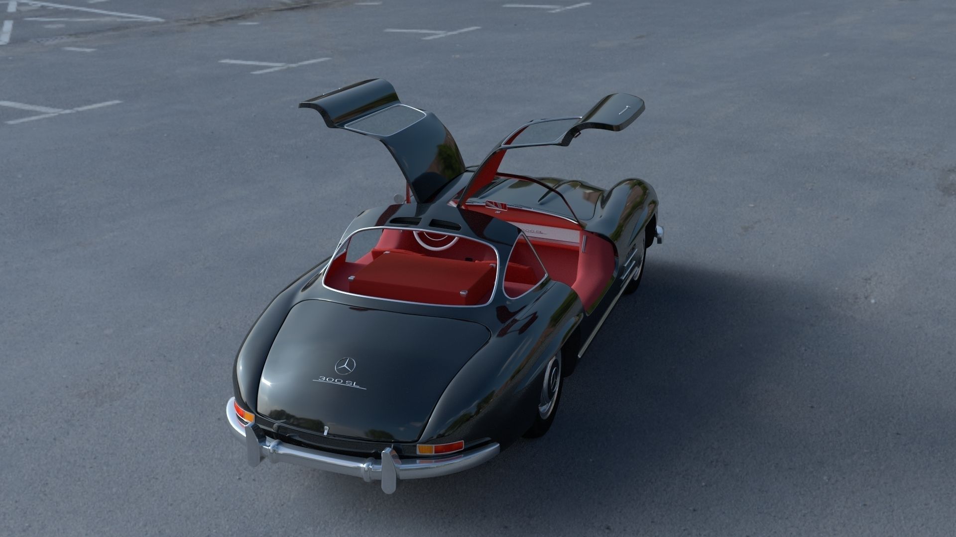 Rigged Mercedes 300SL Gullwing with Interior HDRI 3D model_43