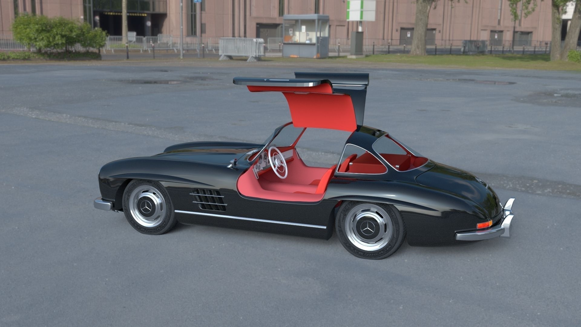 Rigged Mercedes 300SL Gullwing with Interior HDRI 3D model_18