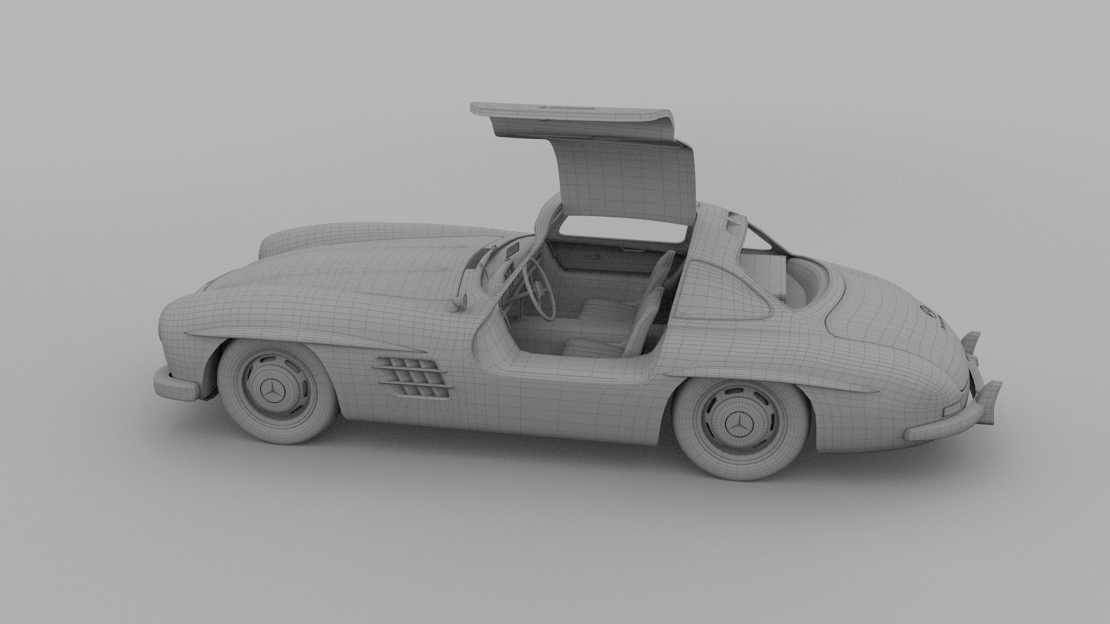 Rigged Mercedes 300SL Gullwing with Interior HDRI 3D model_17