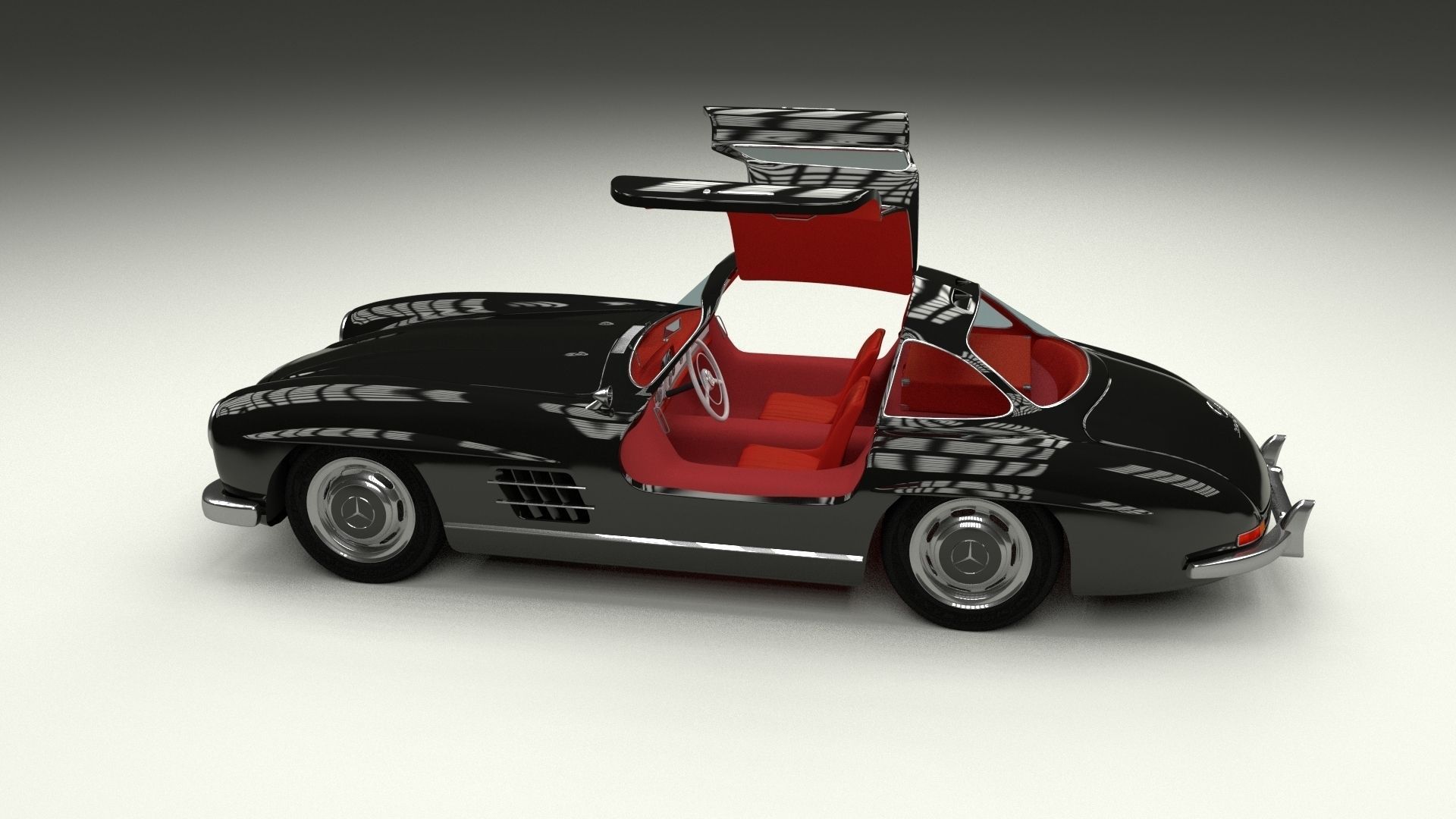 Rigged Mercedes 300SL Gullwing with Interior HDRI 3D model_26