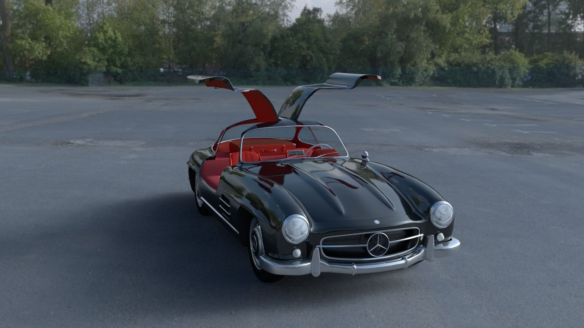 Rigged Mercedes 300SL Gullwing with Interior HDRI 3D model_34