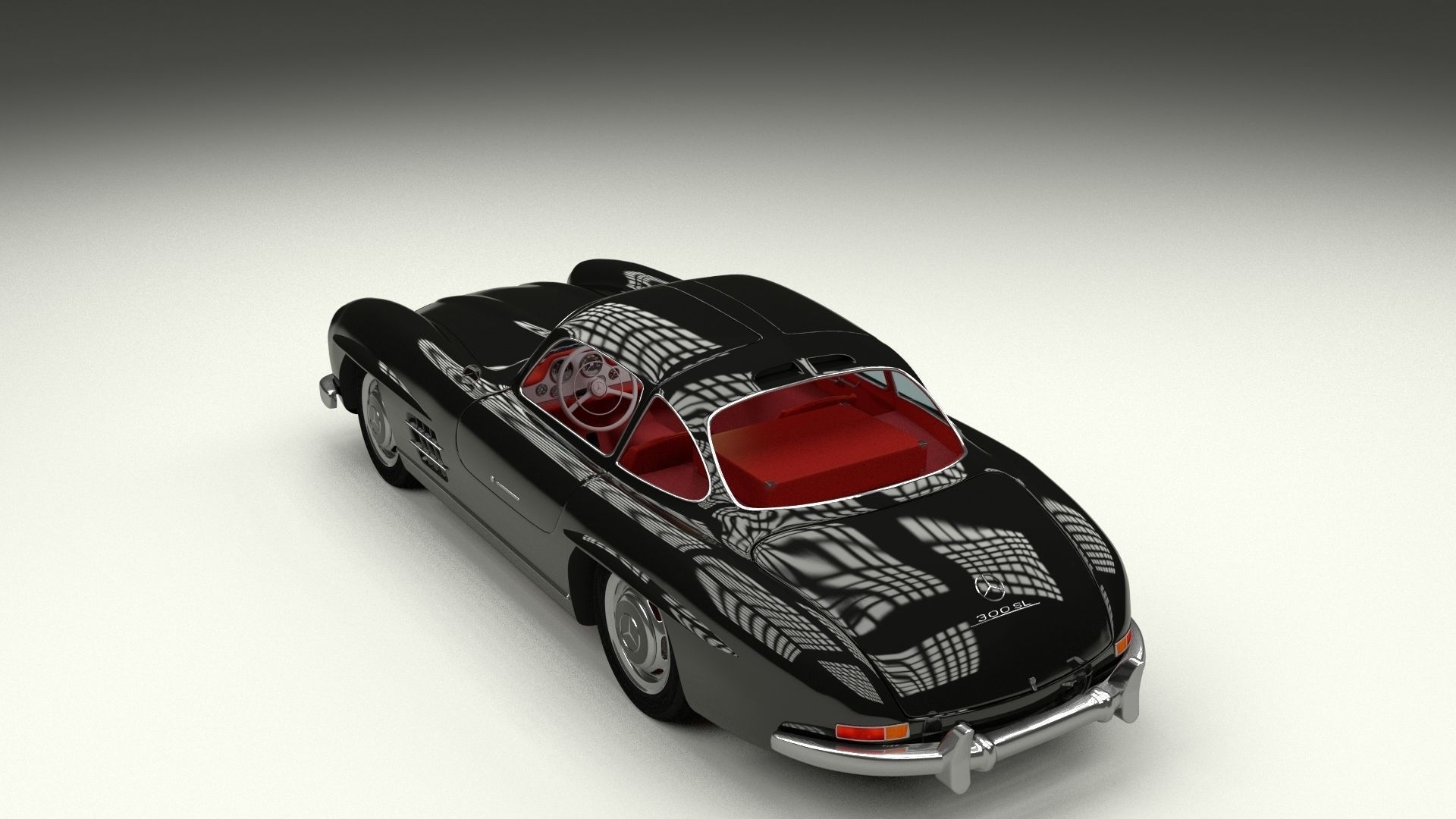 Rigged Mercedes 300SL Gullwing with Interior HDRI 3D model_38