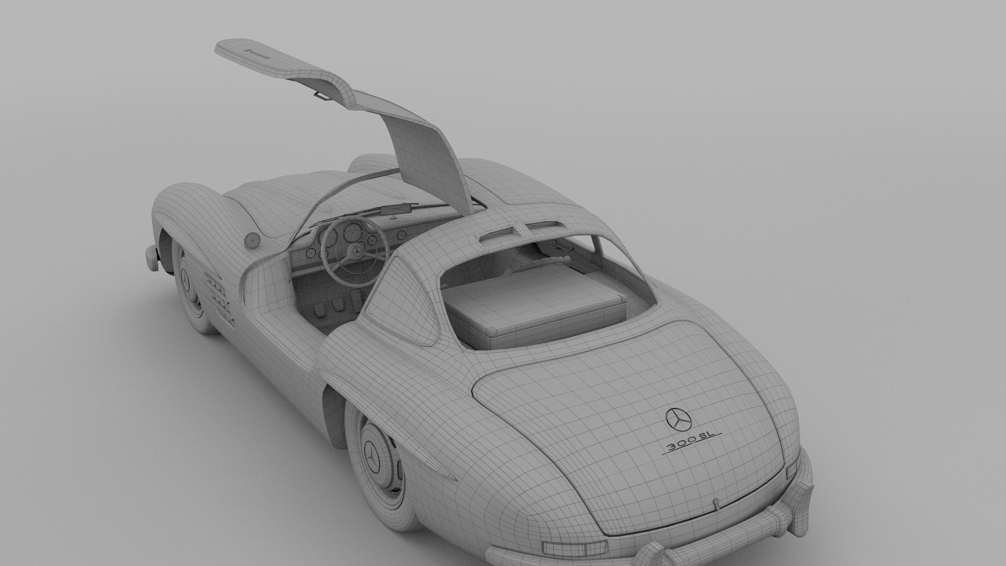Rigged Mercedes 300SL Gullwing with Interior HDRI 3D model_33