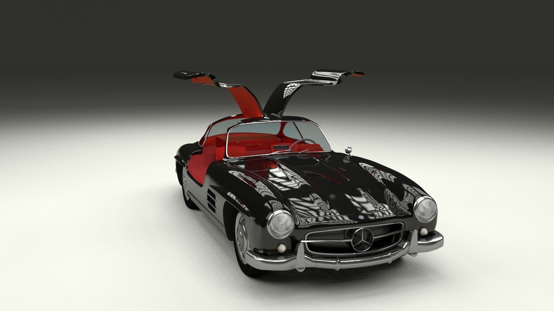 Rigged Mercedes 300SL Gullwing with Interior HDRI 3D model_7