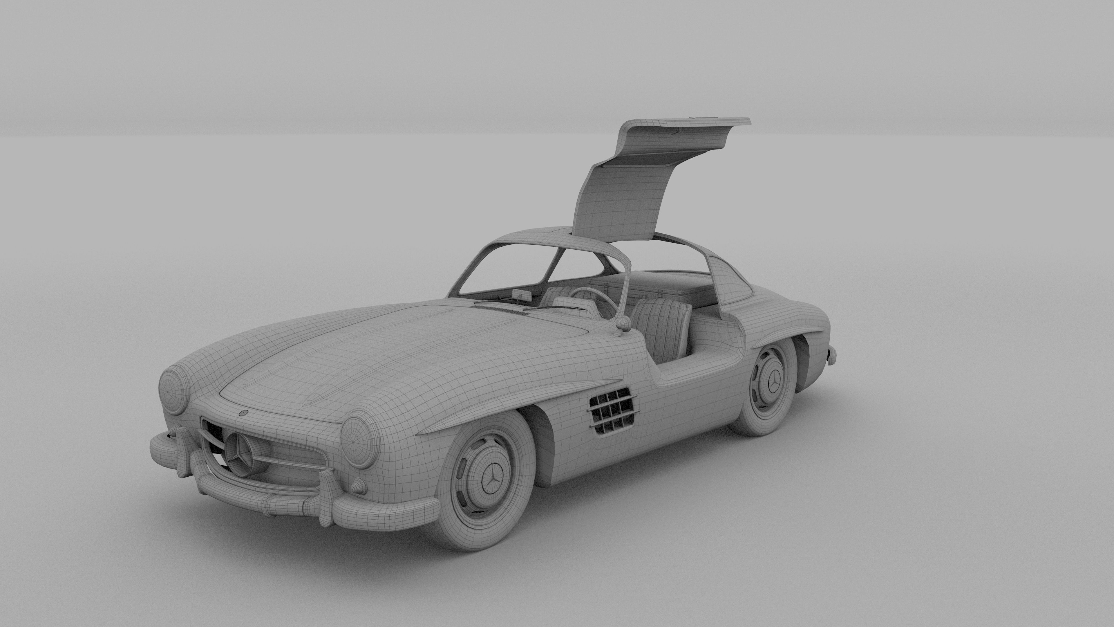Rigged Mercedes 300SL Gullwing with Interior HDRI 3D model_14