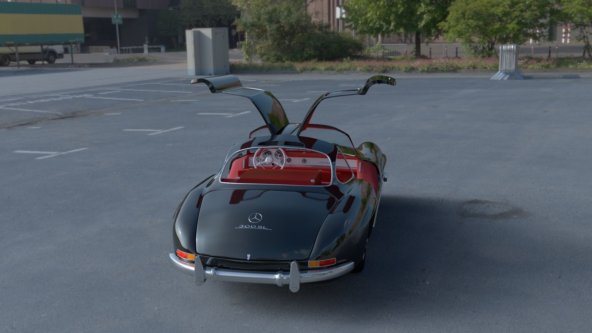 Rigged Mercedes 300SL Gullwing with Interior HDRI 3D model_3