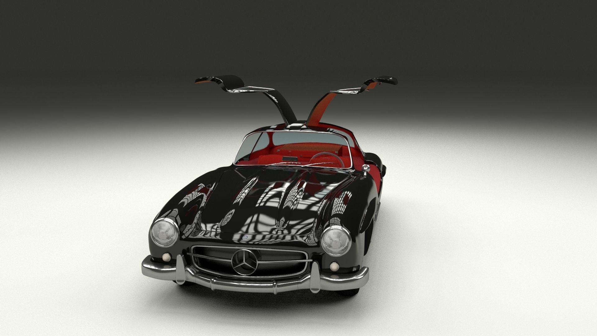 Rigged Mercedes 300SL Gullwing with Interior HDRI 3D model_39