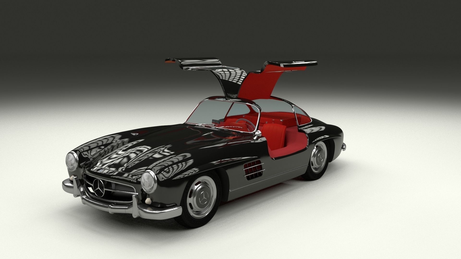 Rigged Mercedes 300SL Gullwing with Interior HDRI 3D model_20