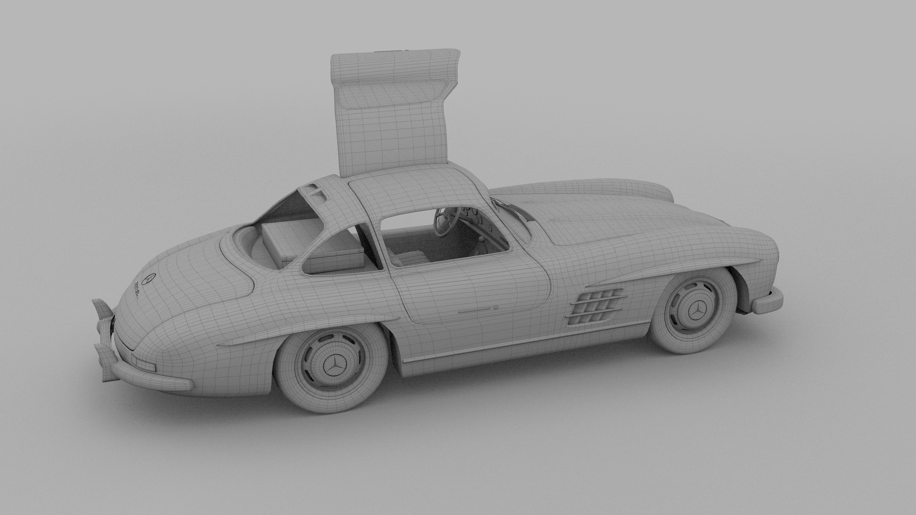 Rigged Mercedes 300SL Gullwing with Interior HDRI 3D model_30