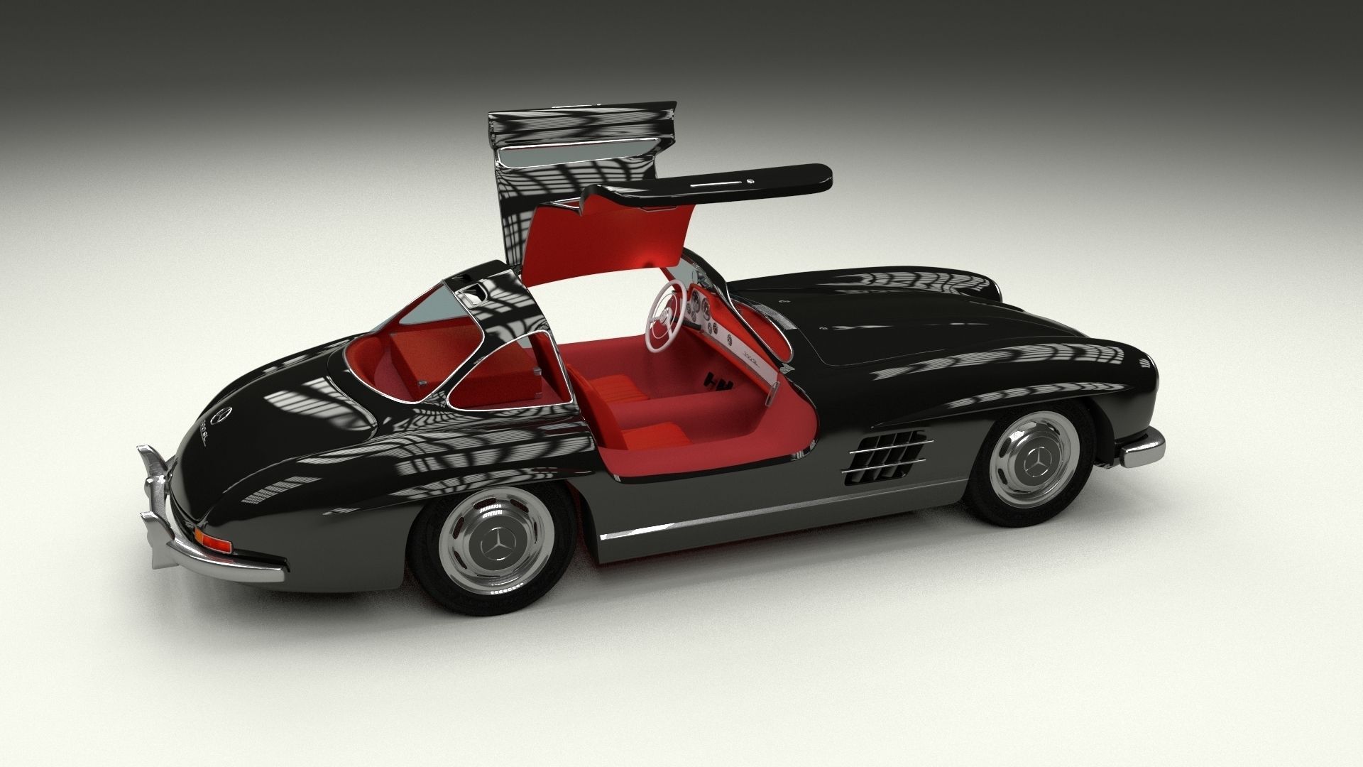 Rigged Mercedes 300SL Gullwing with Interior HDRI 3D model_12