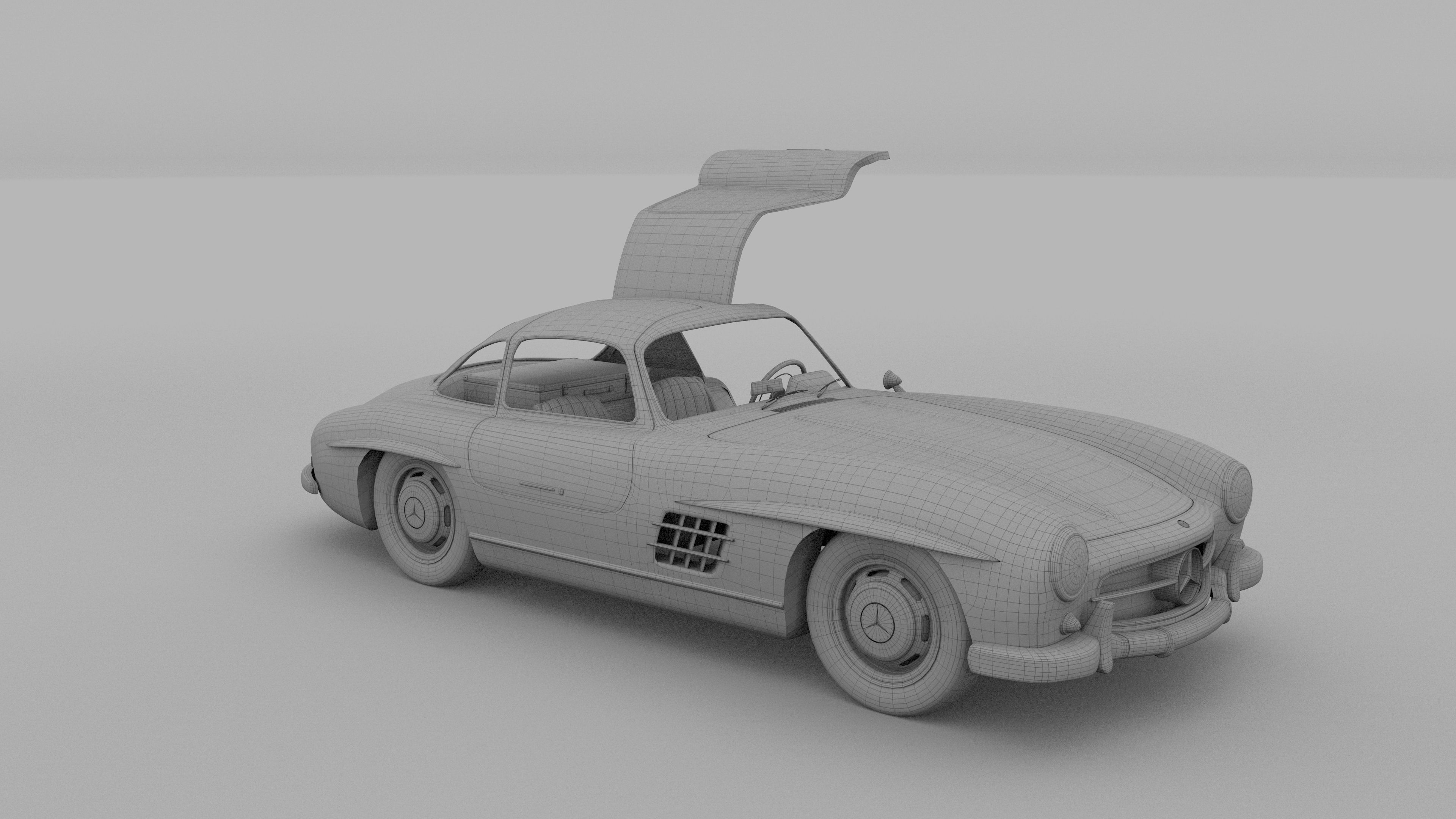 Rigged Mercedes 300SL Gullwing with Interior HDRI 3D model_15