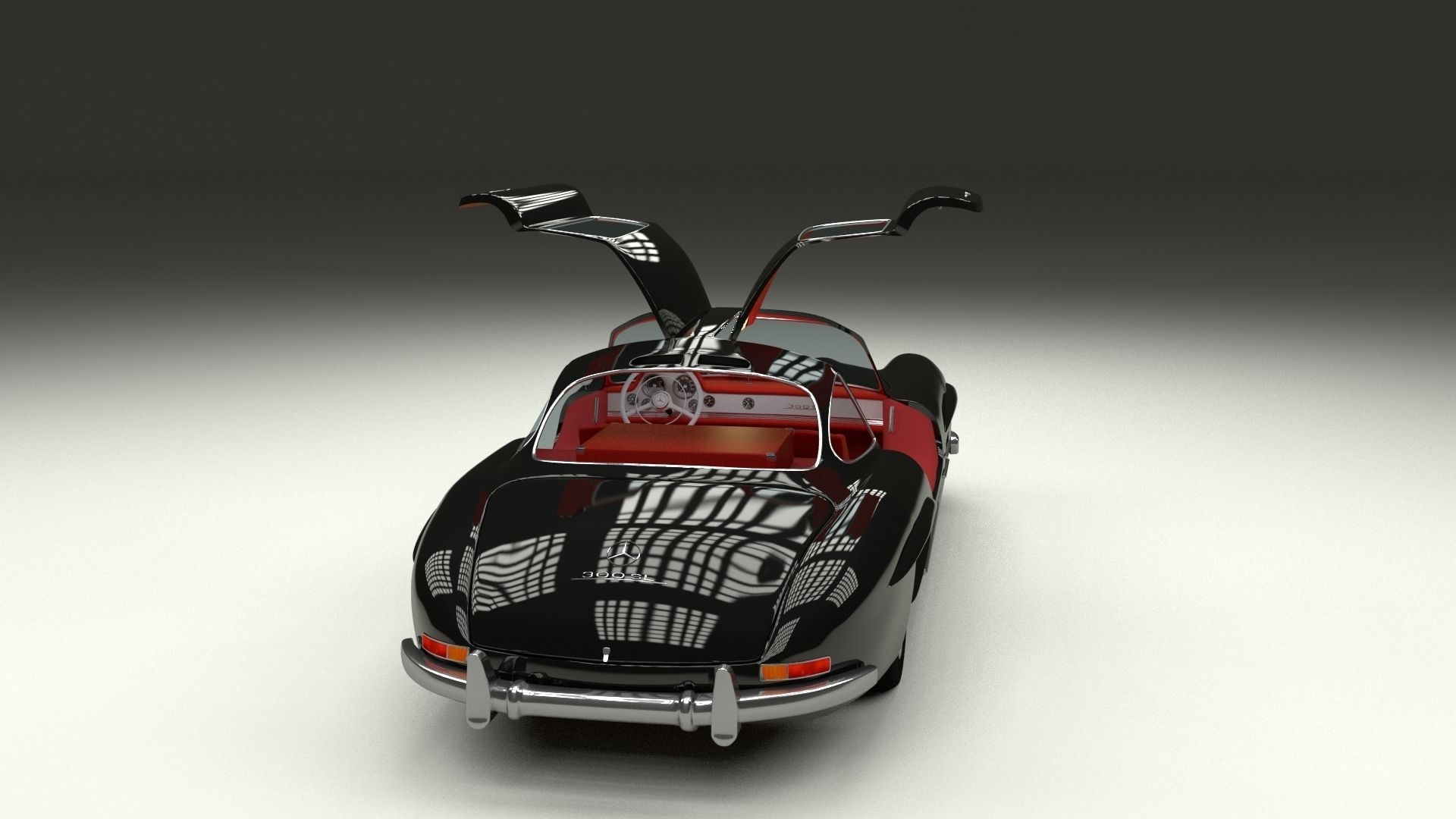 Rigged Mercedes 300SL Gullwing with Interior HDRI 3D model_9