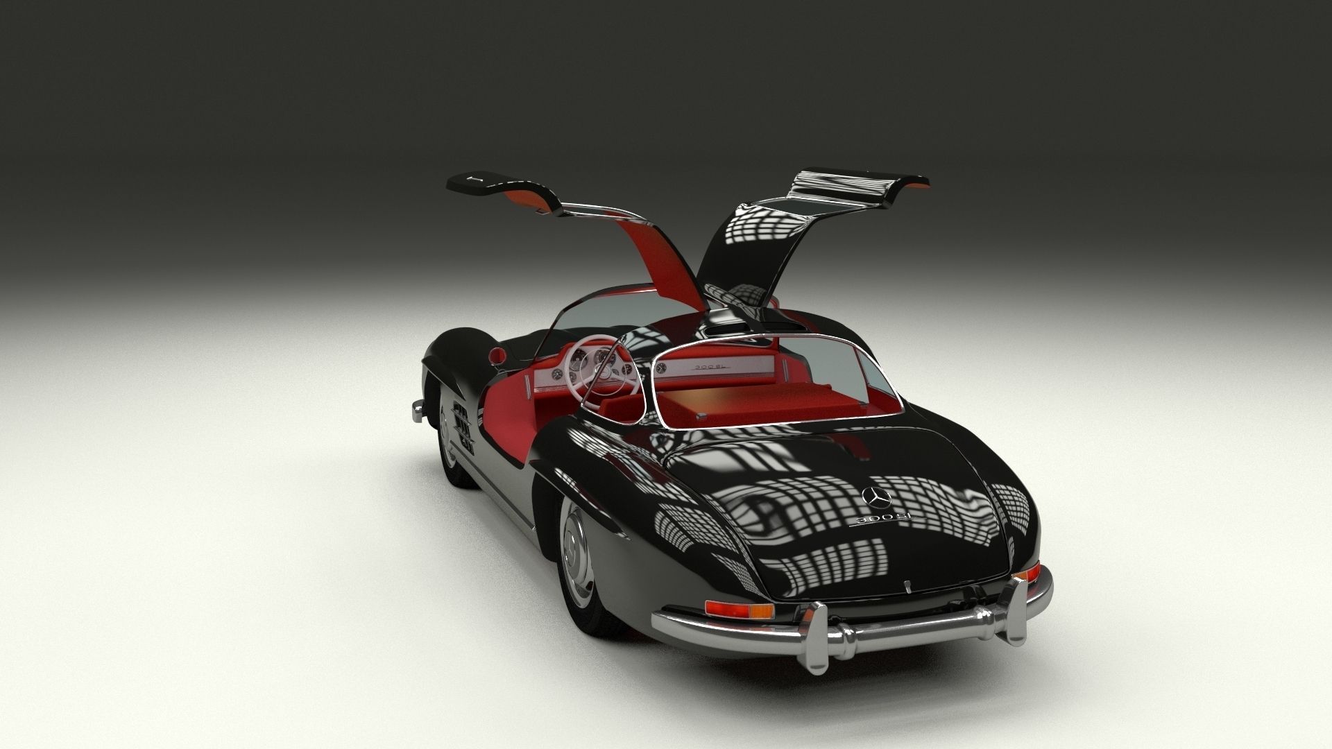 Rigged Mercedes 300SL Gullwing with Interior HDRI 3D model_8