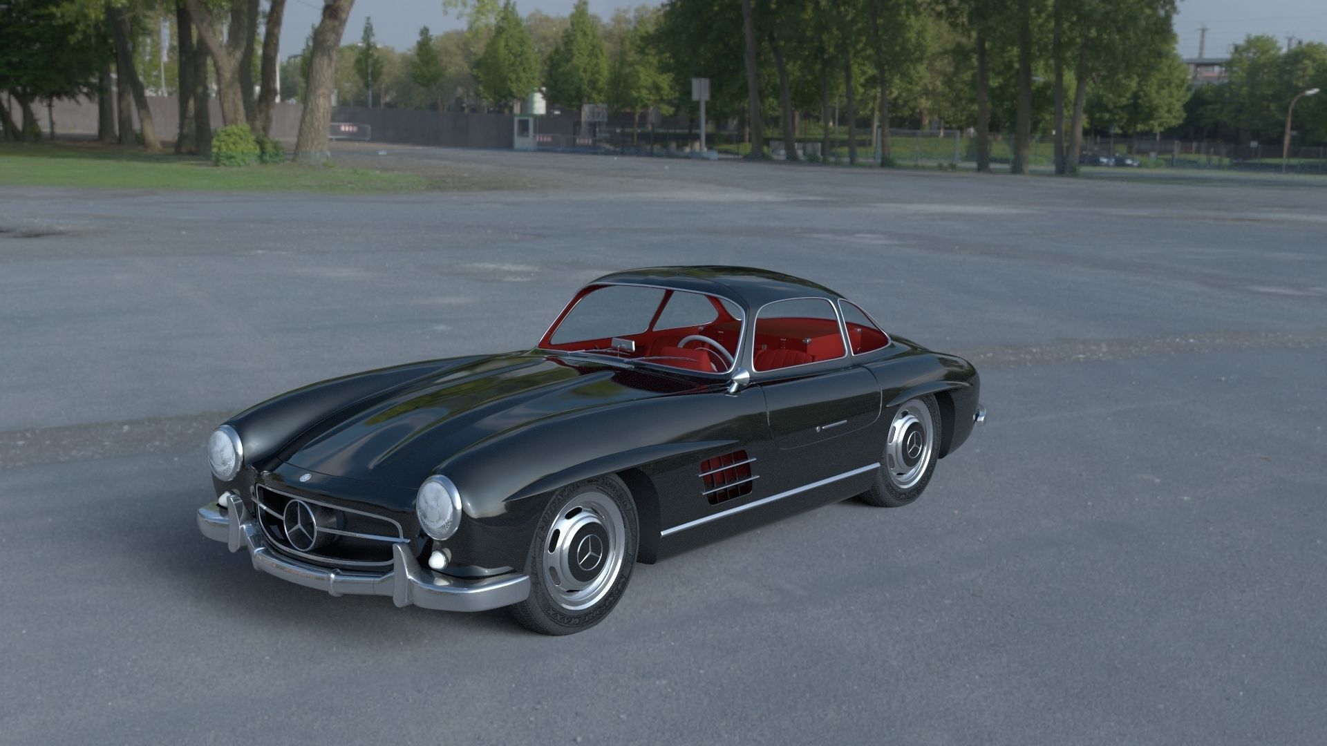 Rigged Mercedes 300SL Gullwing with Interior HDRI 3D model_1
