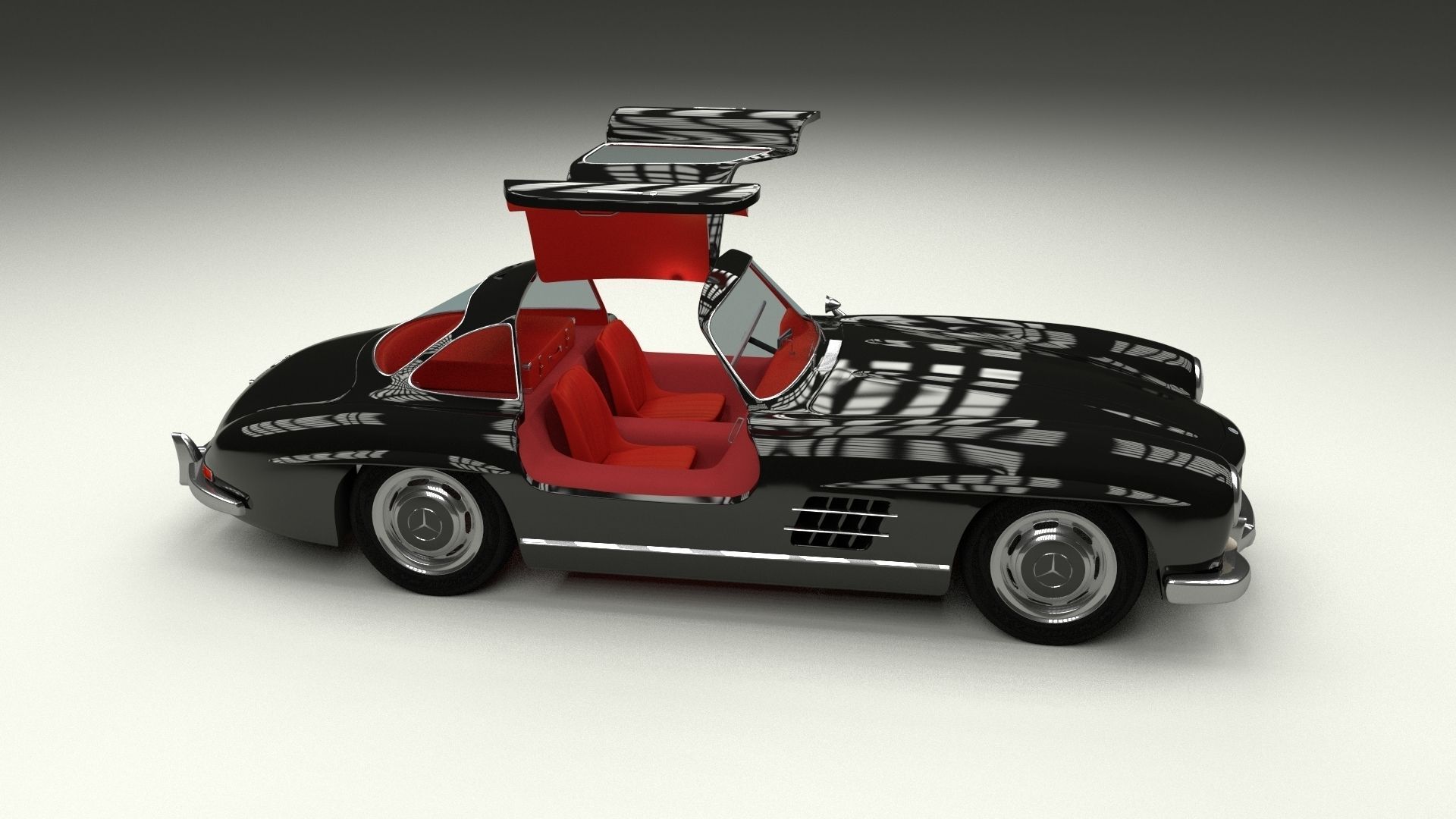 Rigged Mercedes 300SL Gullwing with Interior HDRI 3D model_40