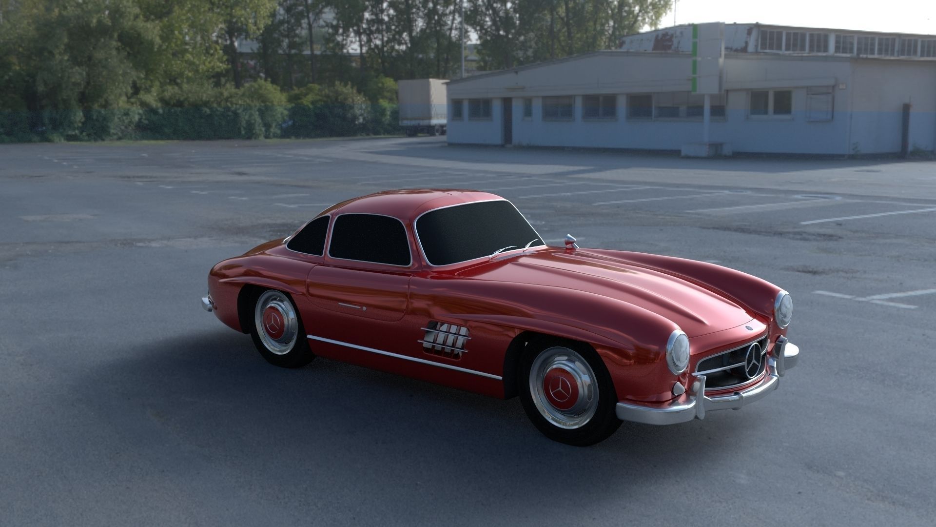 Rigged Mercedes 300SL W198 HDRI 3D model_37