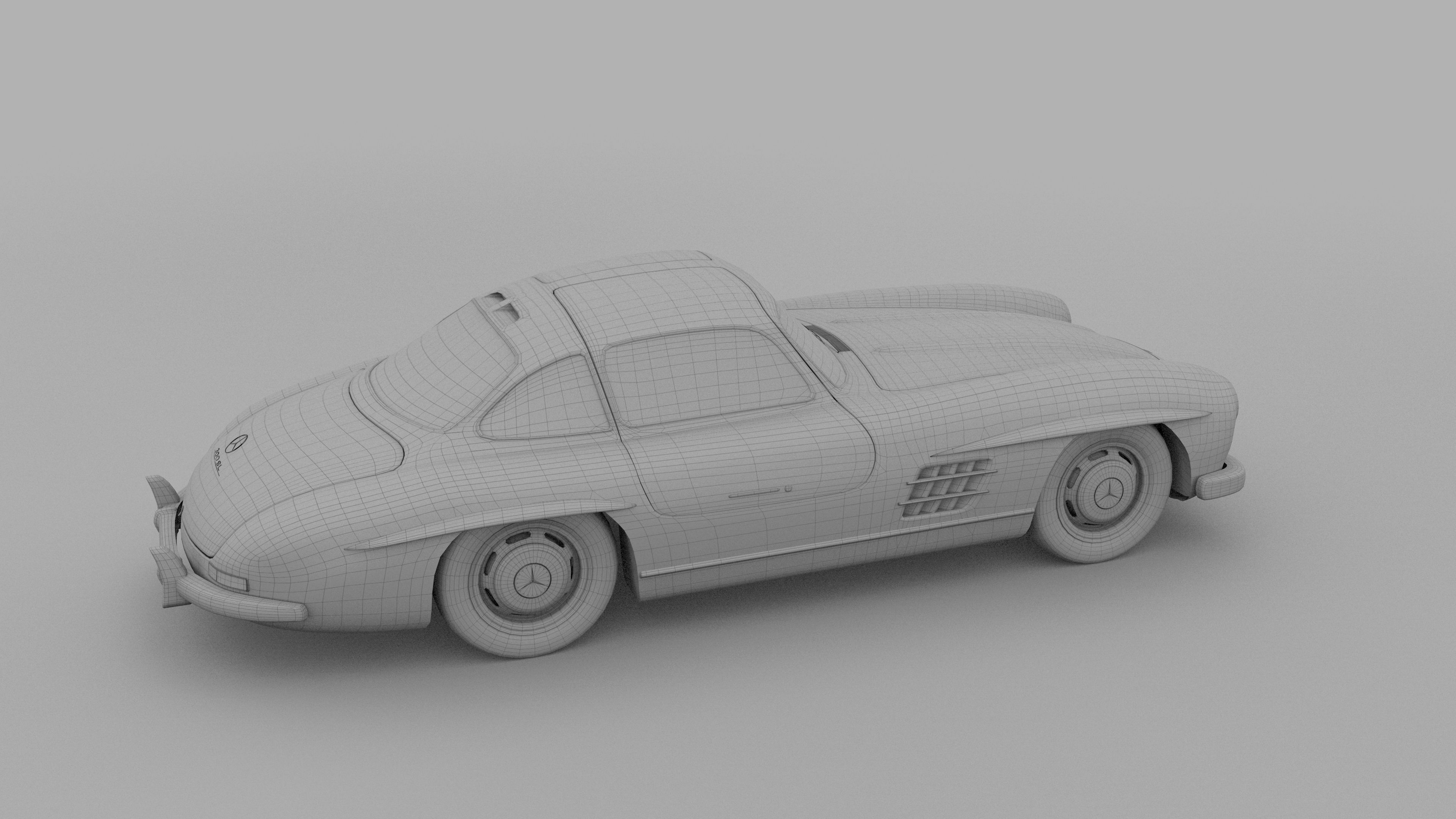 Rigged Mercedes 300SL W198 HDRI 3D model_44