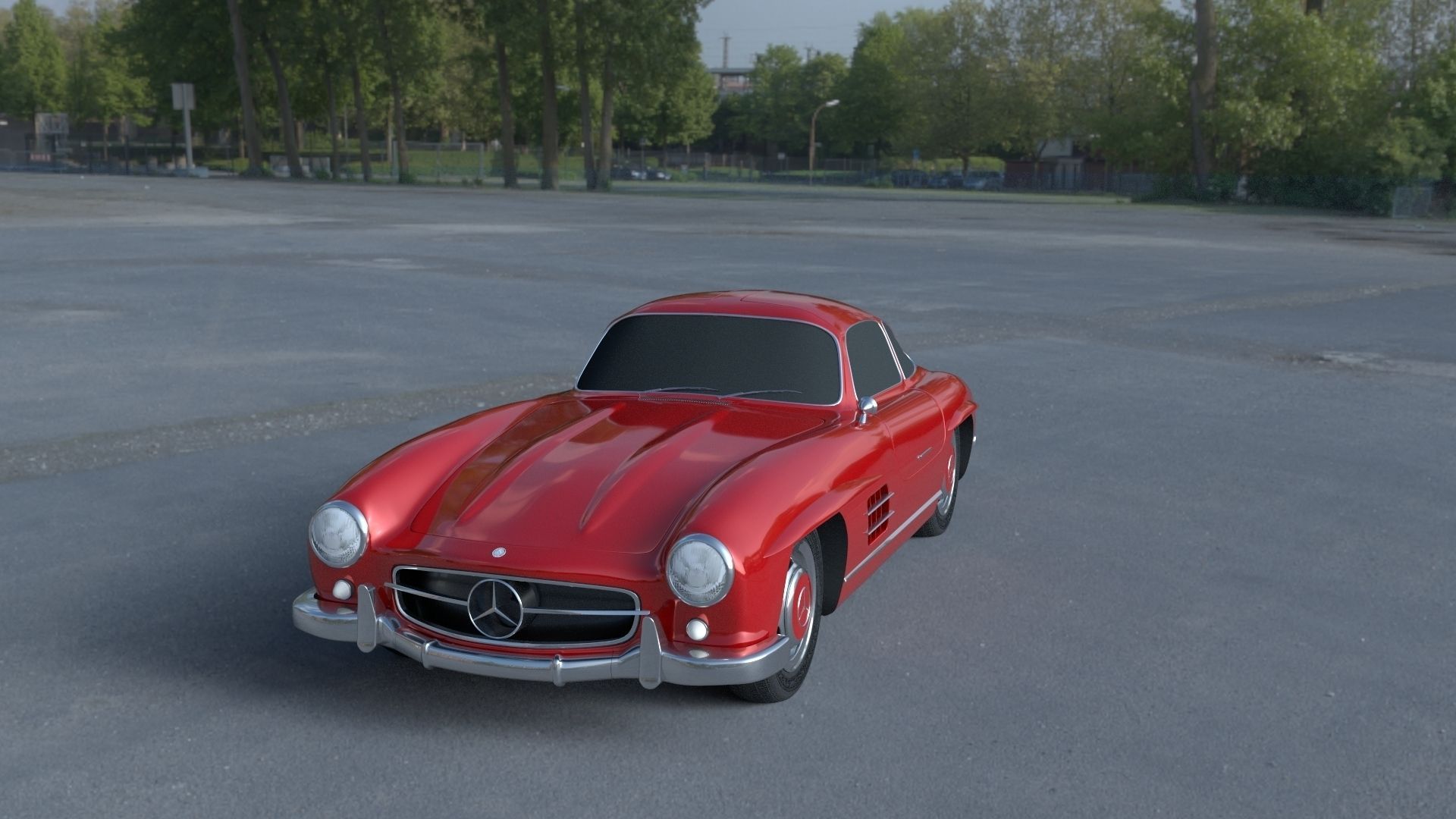Rigged Mercedes 300SL W198 HDRI 3D model_34