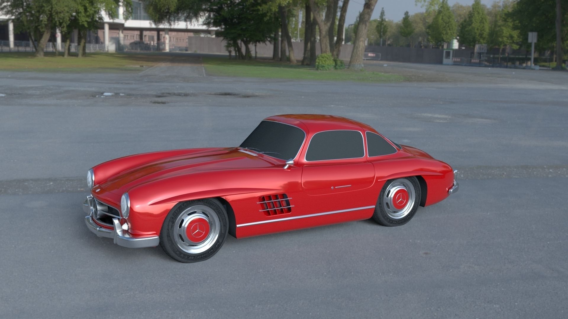 Rigged Mercedes 300SL W198 HDRI 3D model_28