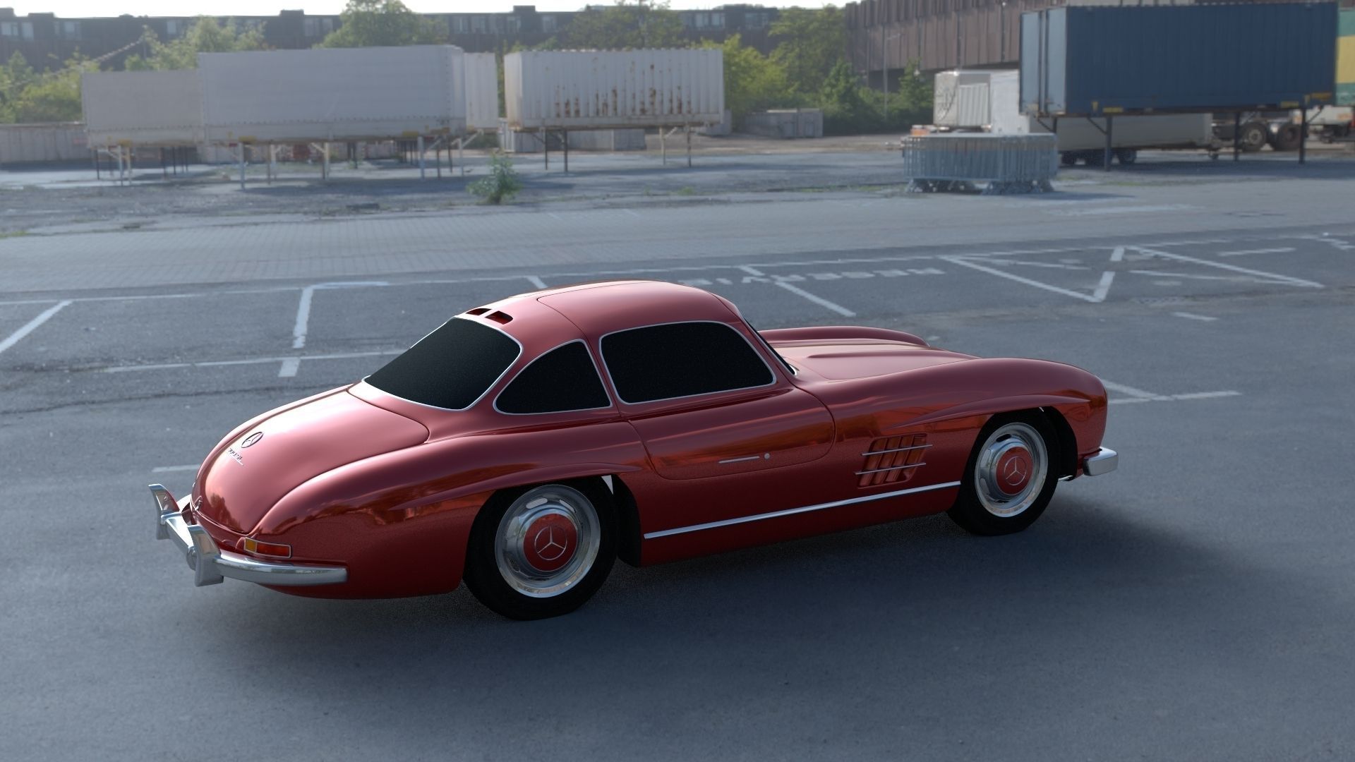 Rigged Mercedes 300SL W198 HDRI 3D model_4