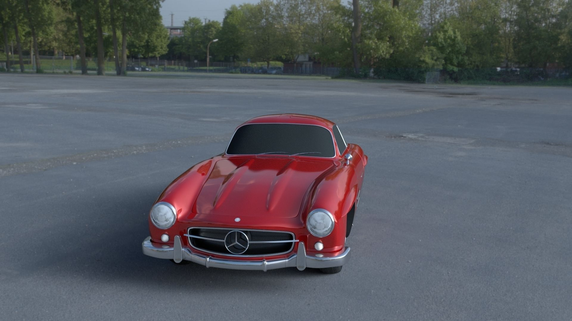 Rigged Mercedes 300SL W198 HDRI 3D model_3