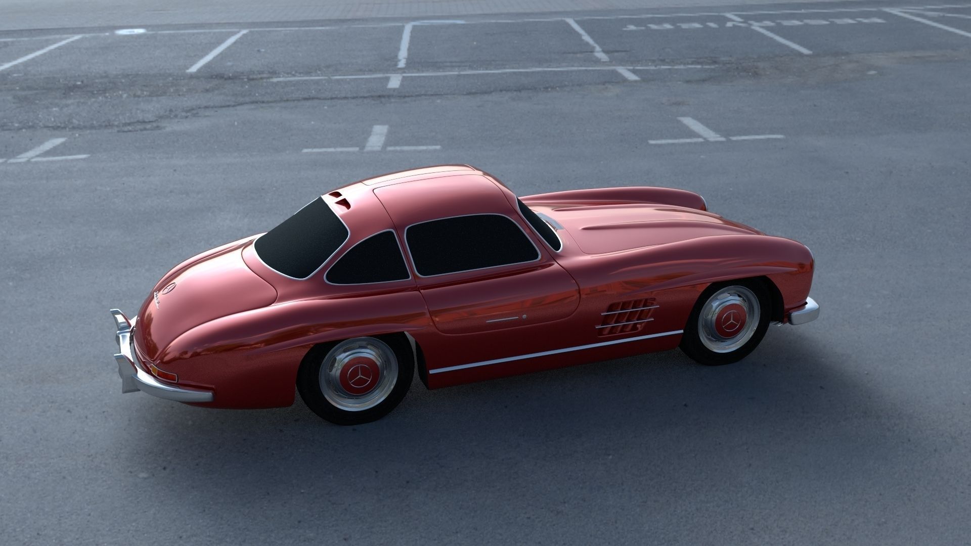 Rigged Mercedes 300SL W198 HDRI 3D model_29