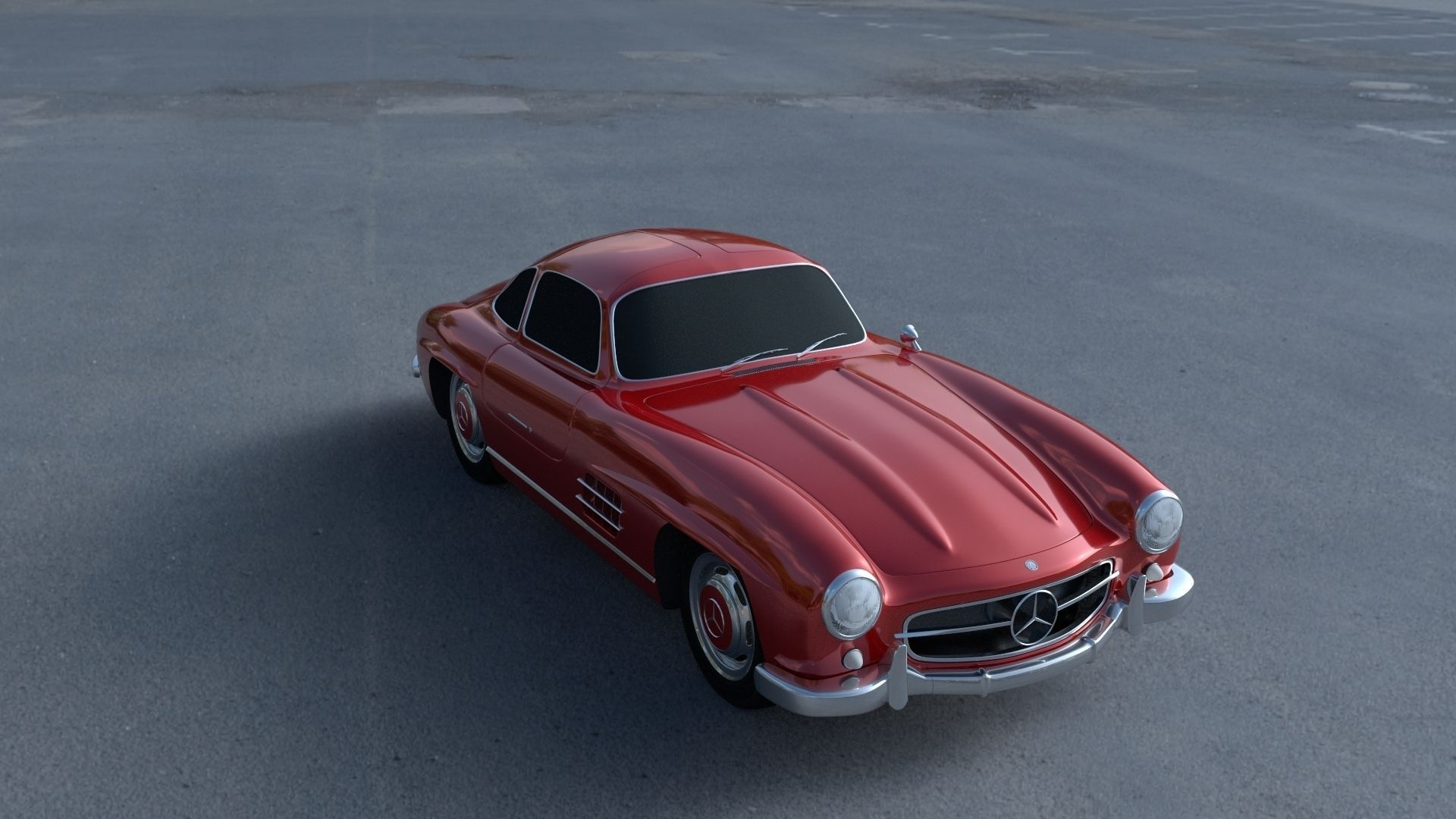 Rigged Mercedes 300SL W198 HDRI 3D model_2