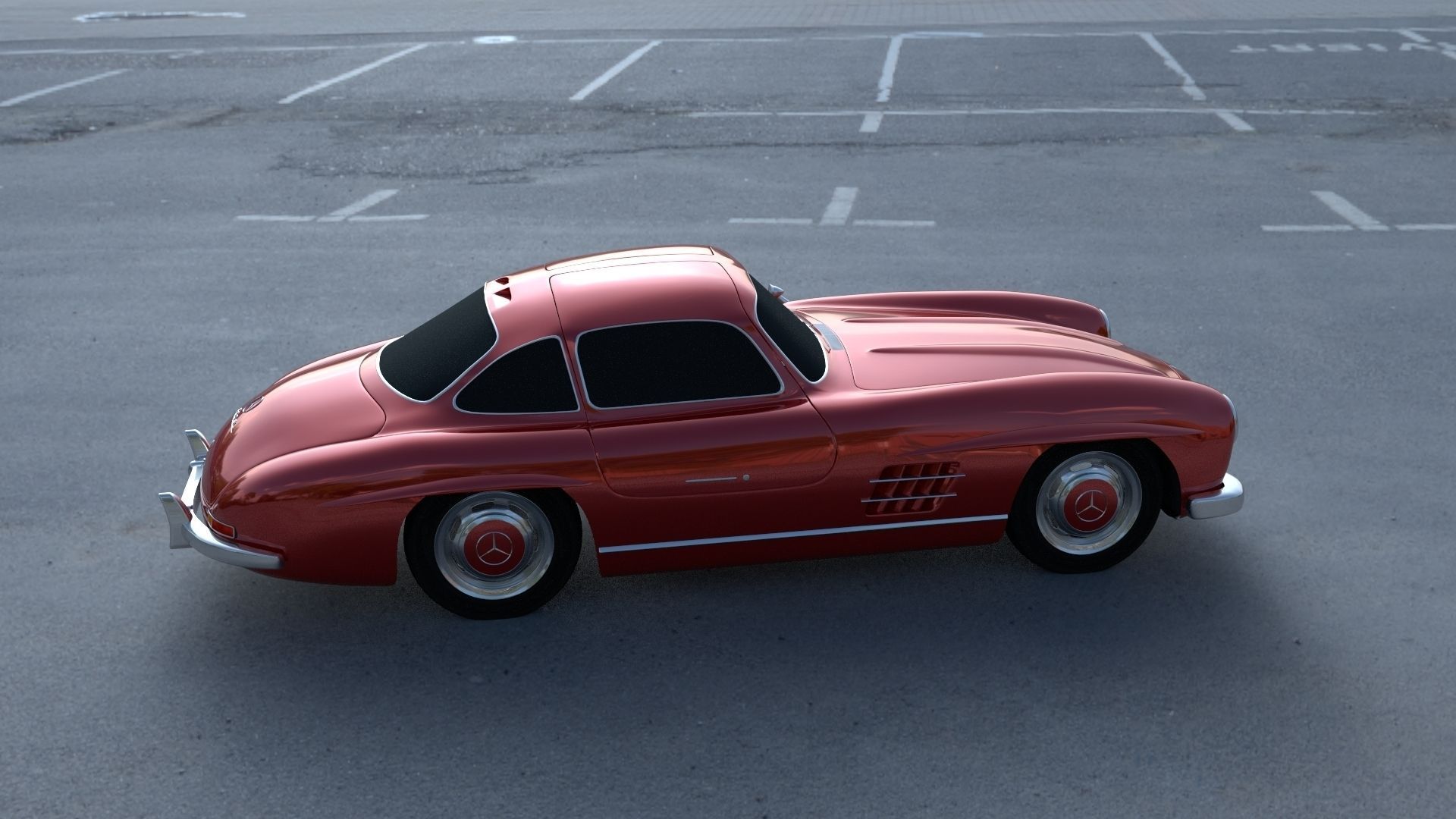 Rigged Mercedes 300SL W198 HDRI 3D model_36