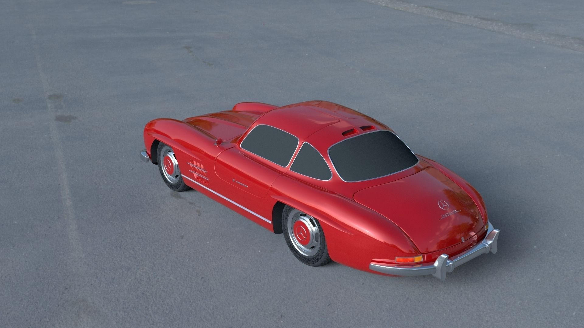 Rigged Mercedes 300SL W198 HDRI 3D model_30