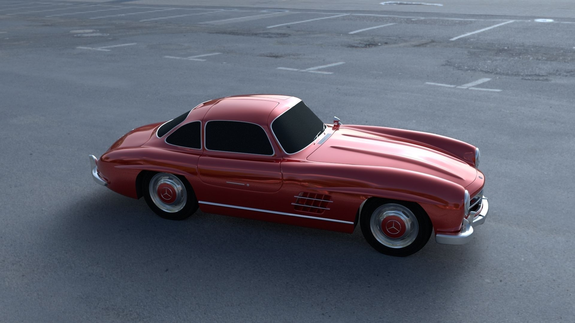Rigged Mercedes 300SL W198 HDRI 3D model_1