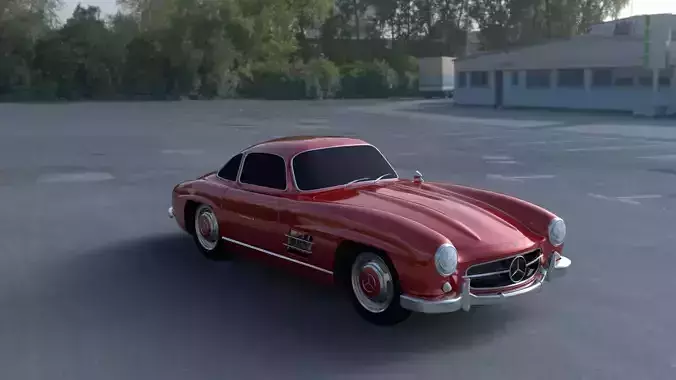 Rigged Mercedes 300SL W198 HDRI 3D model