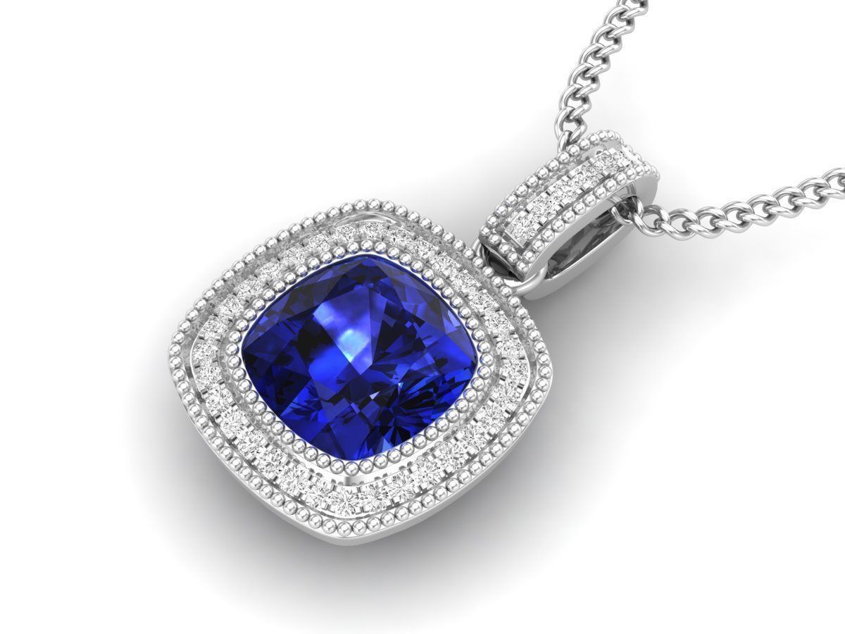 Cushion Diamond pendant for woman 3D print model_9