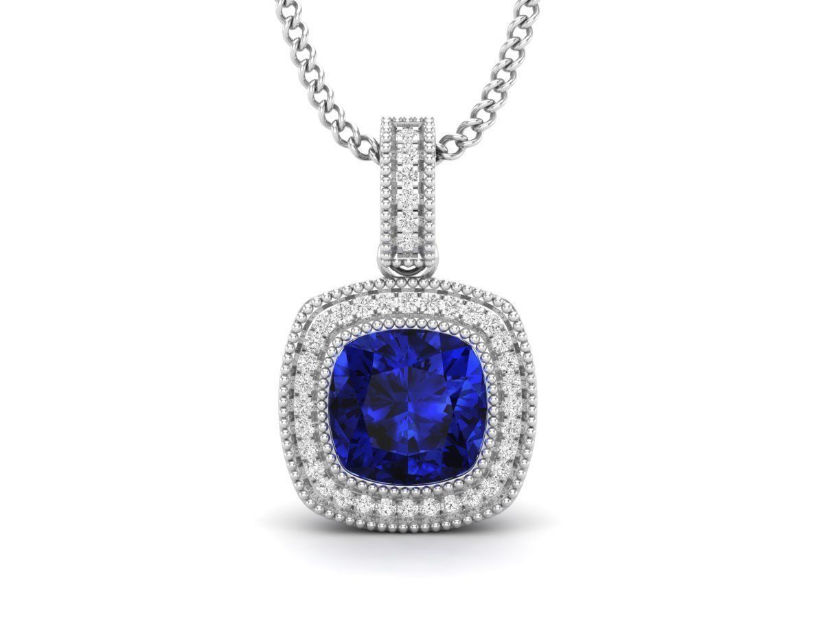 Cushion Diamond pendant for woman 3D print model_2