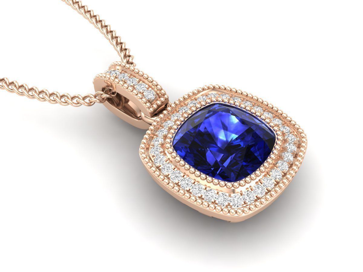 Cushion Diamond pendant for woman 3D print model_7