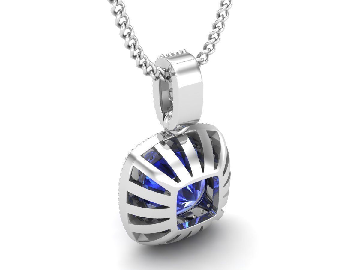 Cushion Diamond pendant for woman 3D print model_17