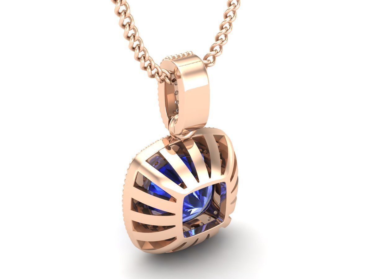 Cushion Diamond pendant for woman 3D print model_18