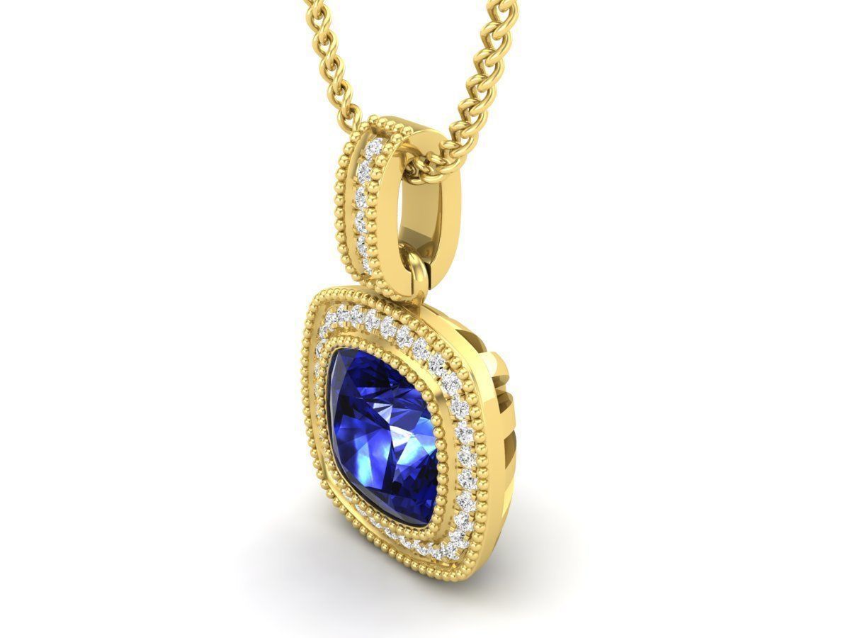 Cushion Diamond pendant for woman 3D print model_16